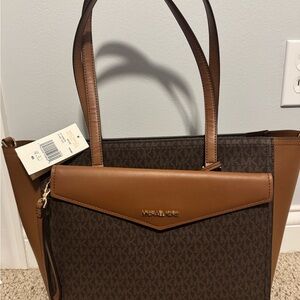 Michael Kors Elegant Brown and Tan Tote- Maisie